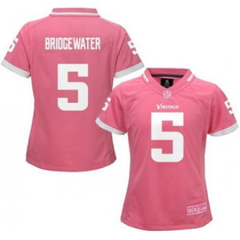 Women's Minnesota Vikings #5 Teddy Bridgewater Pink Bubble Gum 2015 NFL Jersey