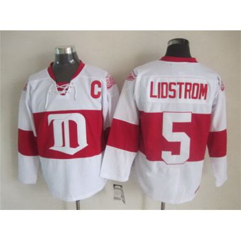 Men's Detroit Red Wings #5 Nicklas Lidstrom 2008-09 White CCM Vintage Throwback Jersey