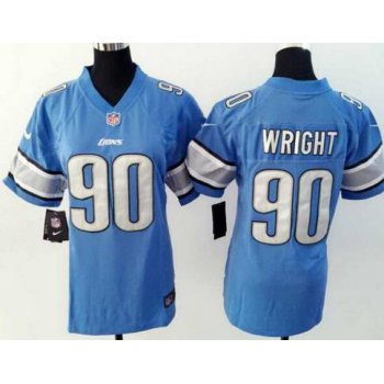 Women's Detroit Lions #90 Gabe Wright Nike Light Blue Game Jersey