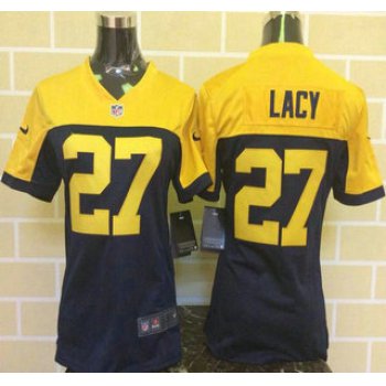 Women's Green Bay Packers #27 Eddie Lacy Navy Blue With Gold NFL Nike Game Jersey