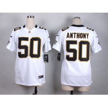 Women's New Orleans Saints #50 Stephone Anthony White Black Game Jersey
