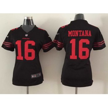 Women's San Francisco 49ers #16 Joe Montana 2015 Nike Black Game Jersey