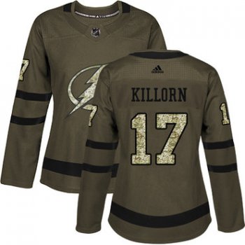 Adidas Tampa Bay Lightning #17 Alex Killorn Green Salute to Service Women's Stitched NHL Jersey