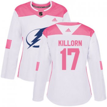 Adidas Tampa Bay Lightning #17 Alex Killorn White Pink Authentic Fashion Women's Stitched NHL Jersey