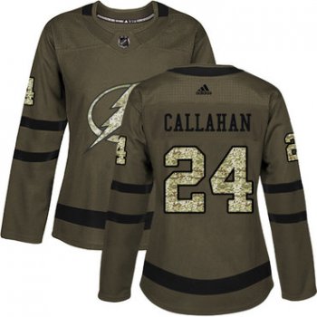 Adidas Tampa Bay Lightning #24 Ryan Callahan Green Salute to Service Women's Stitched NHL Jersey
