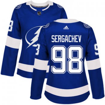Adidas Tampa Bay Lightning #98 Mikhail Sergachev Blue Home Authentic Women's Stitched NHL Jersey