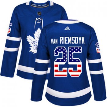 Adidas Toronto Maple Leafs #25 James Van Riemsdyk Blue Home Authentic USA Flag Women's Stitched NHL Jersey