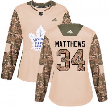 Adidas Toronto Maple Leafs #34 Auston Matthews Camo Authentic 2017 Veterans Day Women's Stitched NHL Jersey