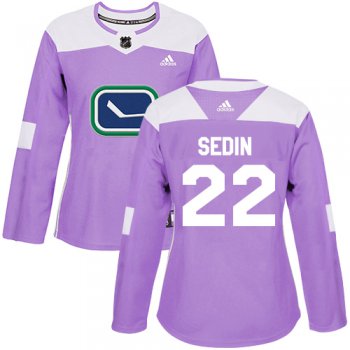 Adidas Vancouver Canucks #22 Daniel Sedin Purple Authentic Fights Cancer Women's Stitched NHL Jersey