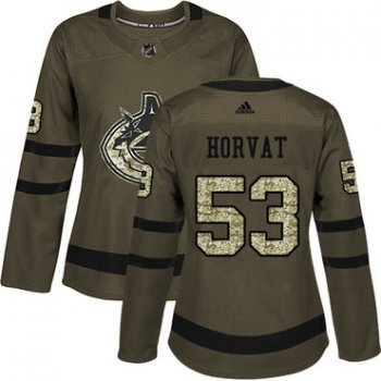 Adidas Vancouver Canucks #53 Bo Horvat Green Salute to Service Women's Stitched NHL Jersey