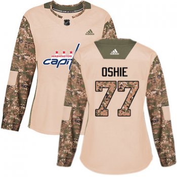 Adidas Washington Capitals #77 T.J. Oshie Camo Authentic 2017 Veterans Day Women's Stitched NHL Jersey