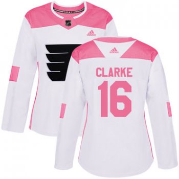Adidas Philadelphia Flyers #16 Bobby Clarke White Pink Authentic Fashion Women's Stitched NHL Jersey