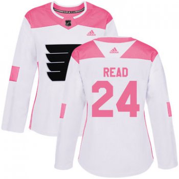 Adidas Philadelphia Flyers #24 Matt Read White Pink Authentic Fashion Women's Stitched NHL Jersey