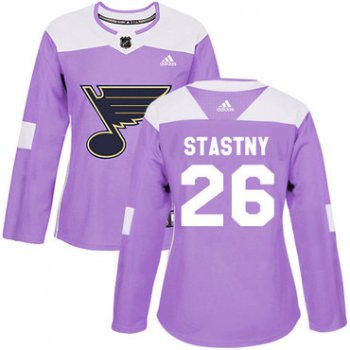 Adidas St.Louis Blues #26 Paul Stastny Purple Authentic Fights Cancer Women's Stitched NHL Jersey