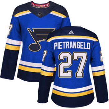 Adidas St.Louis Blues #27 Alex Pietrangelo Blue Home Authentic Women's Stitched NHL Jersey