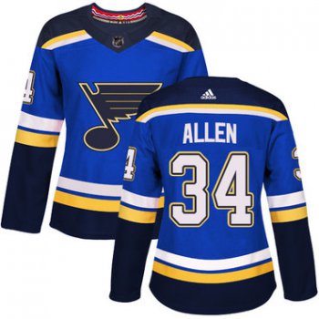 Adidas St.Louis Blues #34 Jake Allen Blue Home Authentic Women's Stitched NHL Jersey
