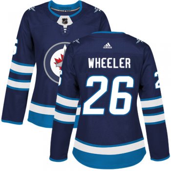 Adidas Winnipeg Jets #26 Blake Wheeler Navy Blue Home Authentic Women's Stitched NHL Jersey