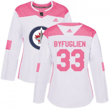 Adidas Winnipeg Jets #33 Dustin Byfuglien White Pink Authentic Fashion Women's Stitched NHL Jersey