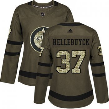 Adidas Winnipeg Jets #37 Connor Hellebuyck Green Salute to Service Women's Stitched NHL Jersey