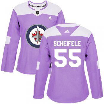 Adidas Winnipeg Jets #55 Mark Scheifele Purple Authentic Fights Cancer Women's Stitched NHL Jersey