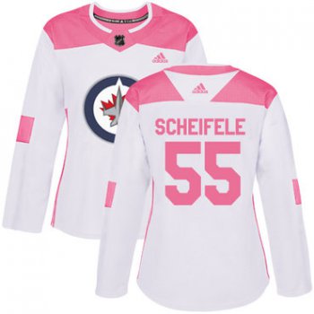 Adidas Winnipeg Jets #55 Mark Scheifele White Pink Authentic Fashion Women's Stitched NHL Jersey