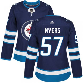 Adidas Winnipeg Jets #57 Tyler Myers Navy Blue Home Authentic Women's Stitched NHL Jersey