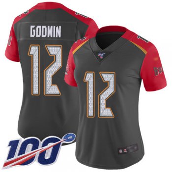 Buccaneers #12 Chris Godwin Gray Women's Stitched Football Limited Inverted Legend 100th Season Jersey