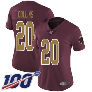 Redskins #20 Landon Collins Burgundy Red Alternate Women's Stitched Football 100th Season Vapor Limited Jersey