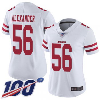 Nike 49ers #56 Kwon Alexander White Women's Stitched NFL 100th Season Vapor Limited Jersey