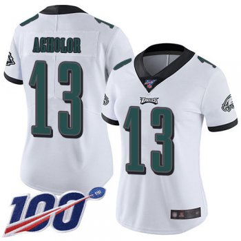 Nike Eagles #13 Nelson Agholor White Women's Stitched NFL 100th Season Vapor Limited Jersey