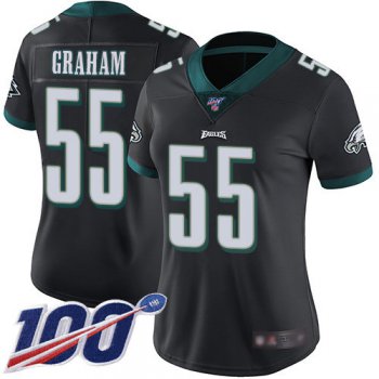 Nike Eagles #55 Brandon Graham Black Alternate Women's Stitched NFL 100th Season Vapor Limited Jersey