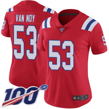 Nike Patriots #53 Kyle Van Noy Red Alternate Women's Stitched NFL 100th Season Vapor Limited Jersey