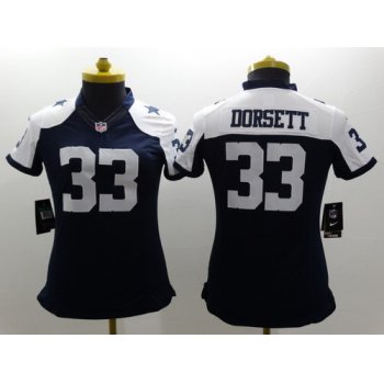 Nike Dallas Cowboys #33 Tony Dorsett Blue Thanksgiving Limited Womens Jersey