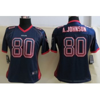 Nike Houston Texans #80 Andre Johnson Drift Fashion Blue Womens Jersey