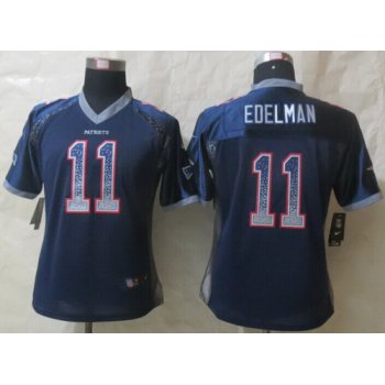 Nike New England Patriots #11 Julian Edelman Drift Fashion Blue Womens Jersey