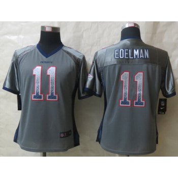 Nike New England Patriots #11 Julian Edelman Drift Fashion Gray Womens Jersey