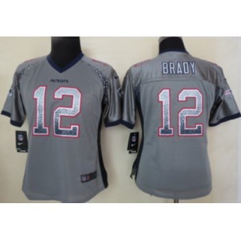 Nike New England Patriots #12 Tom Brady Drift Fashion Gray Womens Jersey