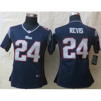 Nike New England Patriots #24 Darrelle Revis Blue Game Womens Jersey