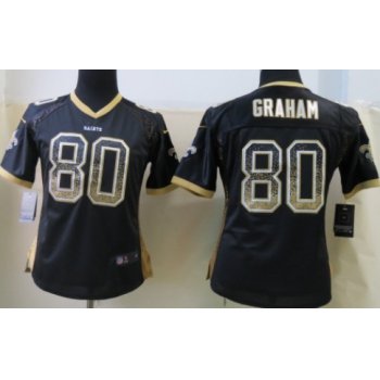 Nike New Orleans Saints #80 Jimmy Graham Drift Fashion Black Womens Jersey