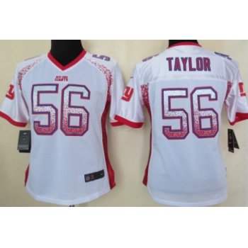 Nike New York Giants #56 Lawrence Taylor Drift Fashion White Womens Jersey