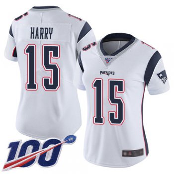 Nike Patriots #15 N'Keal Harry White Women's Stitched NFL 100th Season Vapor Limited Jersey
