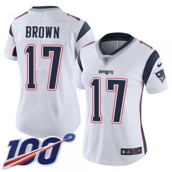 Nike Patriots #17 Antonio Brown White Women's Stitched NFL 100th Season Vapor Limited Jersey