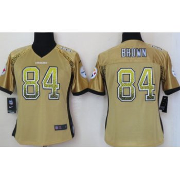 Nike Pittsburgh Steelers #84 Antonio Brown Drift Fashion Yellow Womens Jersey
