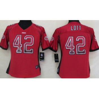 Nike San Francisco 49ers #42 Ronnie Lott Drift Fashion Red Womens Jersey