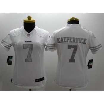Nike San Francisco 49ers #7 Colin Kaepernick Platinum White Womens Limited Jersey