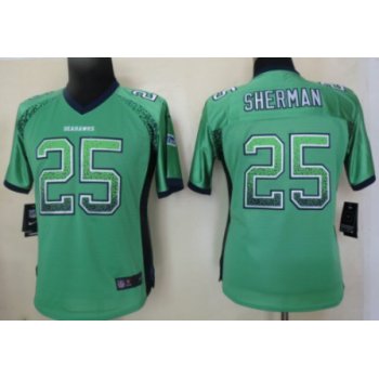 Nike Seattle Seahawks #25 Richard Sherman Drift Fashion Green Womens Jersey