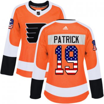 Adidas Philadelphia Flyers #19 Nolan Patrick Orange Home Authentic USA Flag Women's Stitched NHL Jersey