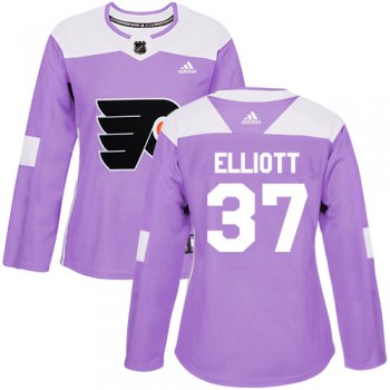 Adidas Philadelphia Flyers #37 Brian Elliott Purple Authentic Fights Cancer Women's Stitched NHL Jersey