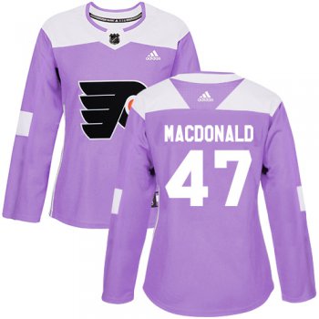 Adidas Philadelphia Flyers #47 Andrew MacDonald Purple Authentic Fights Cancer Women's Stitched NHL Jersey