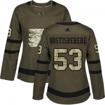 Adidas Philadelphia Flyers #53 Shayne Gostisbehere Green Salute to Service Women's Stitched NHL Jersey